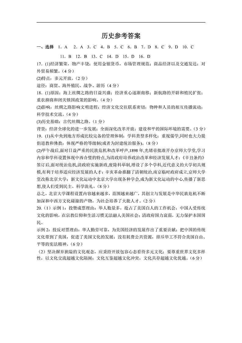 2021-2022学年辽宁省沈阳市重点高中高二下学期期中考试历史试题（PDF版）01
