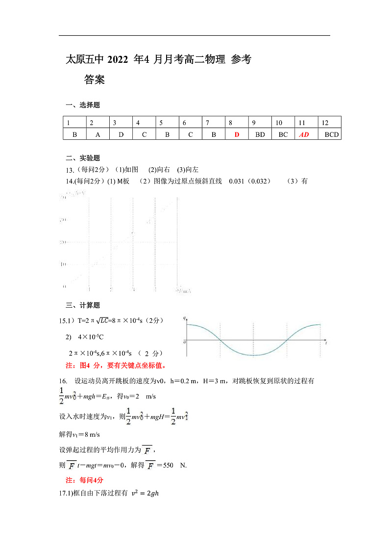 2021-2022学年山西省太原市第五中学高二下学期4月阶段性检测 物理 PDF版02
