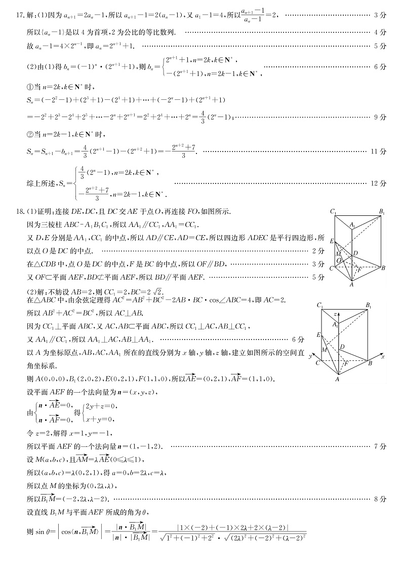22届联盟核心模拟卷数学理答案第3页