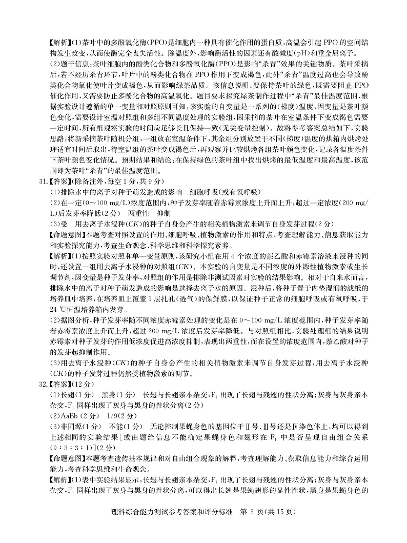 理综答案--华中师范大学第一附属中学2021年高考押题卷第3页