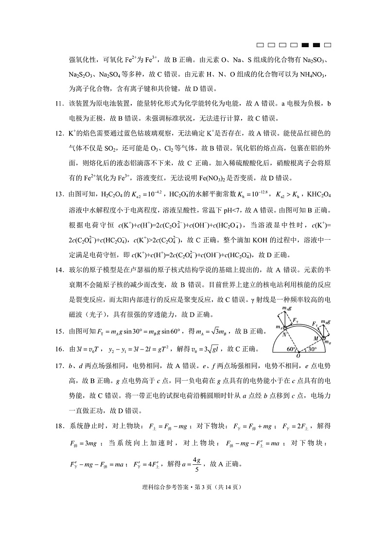 贵阳第一中学2021届高考适应性月考卷（六）理综-答案第3页