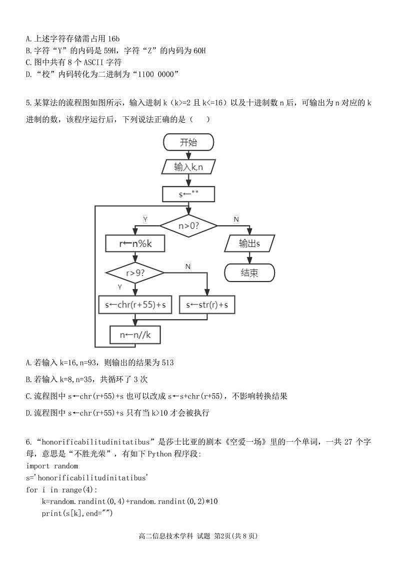 高二信息技术试卷v2第2页