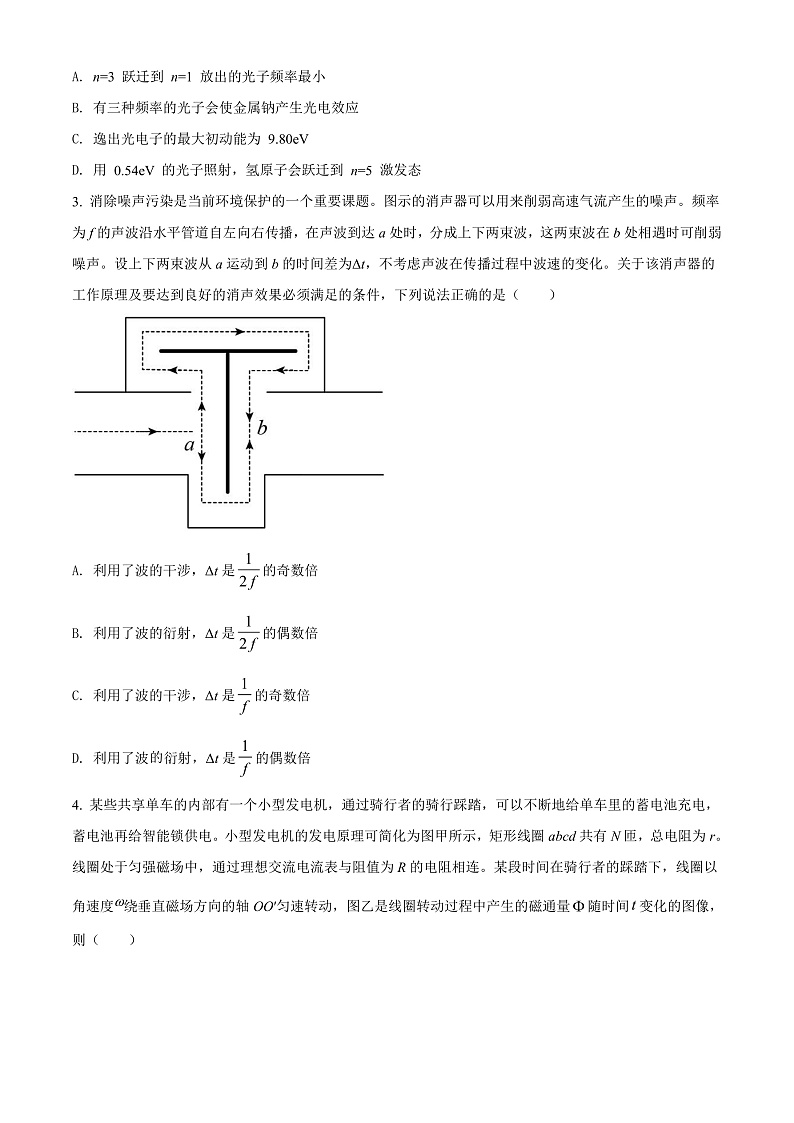 天津市和平区2021-2022学年高二年级下学期期末物理试题第2页