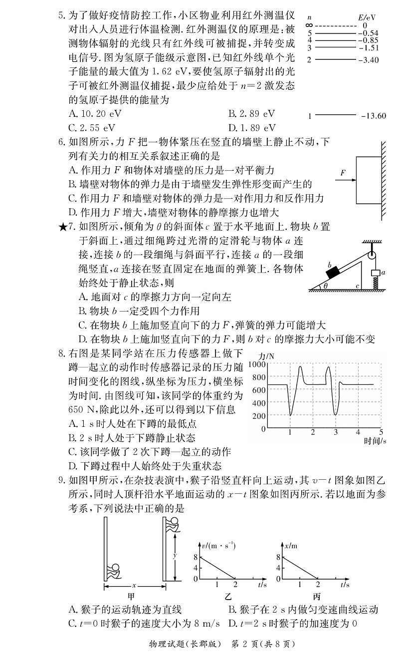 湖南省长沙市长郡中学2019-2020学年高二下学期期末考试物理试题第2页