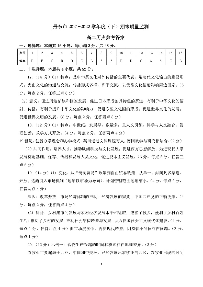 高二历史答案第1页