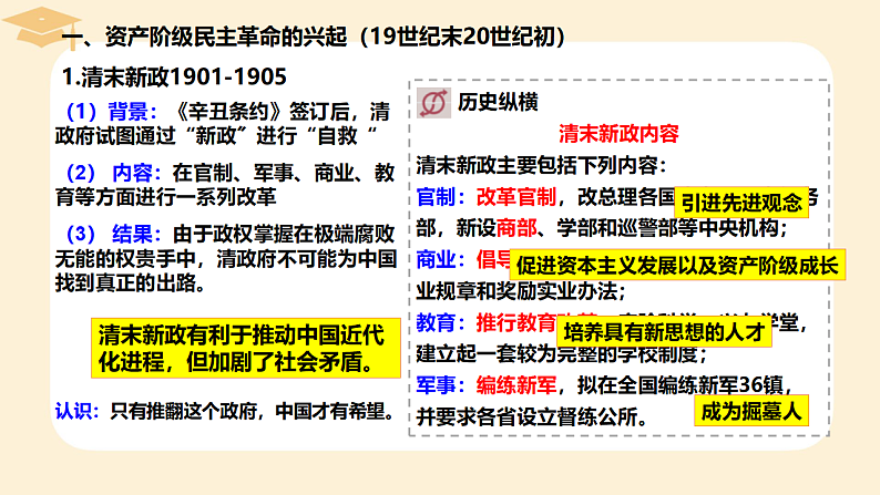 2022-2023学年高中历史统编版2019必修中外历史纲要上册第19课 辛亥革命 课件03