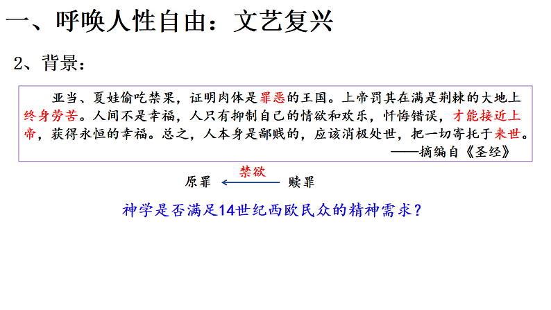 2021-2022学年高中历史统编版2019必修中外历史纲要下册第8课  欧洲的思想解放运动 课件第6页