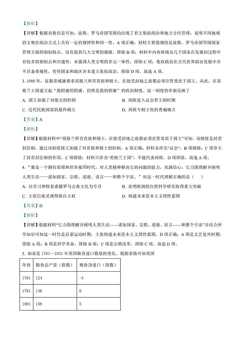 山西省运城市2021-2022学年高一下学期期末考试历史试题含答案第2页