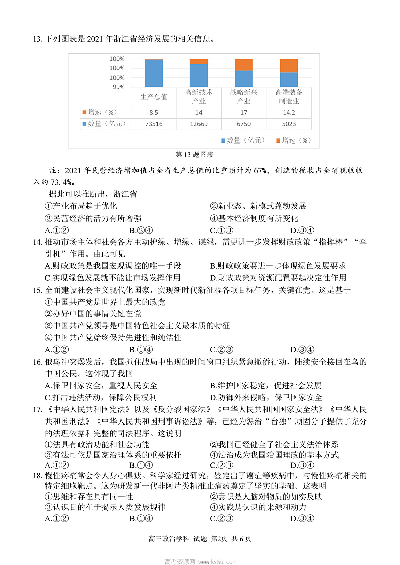 高三政治试题第2页