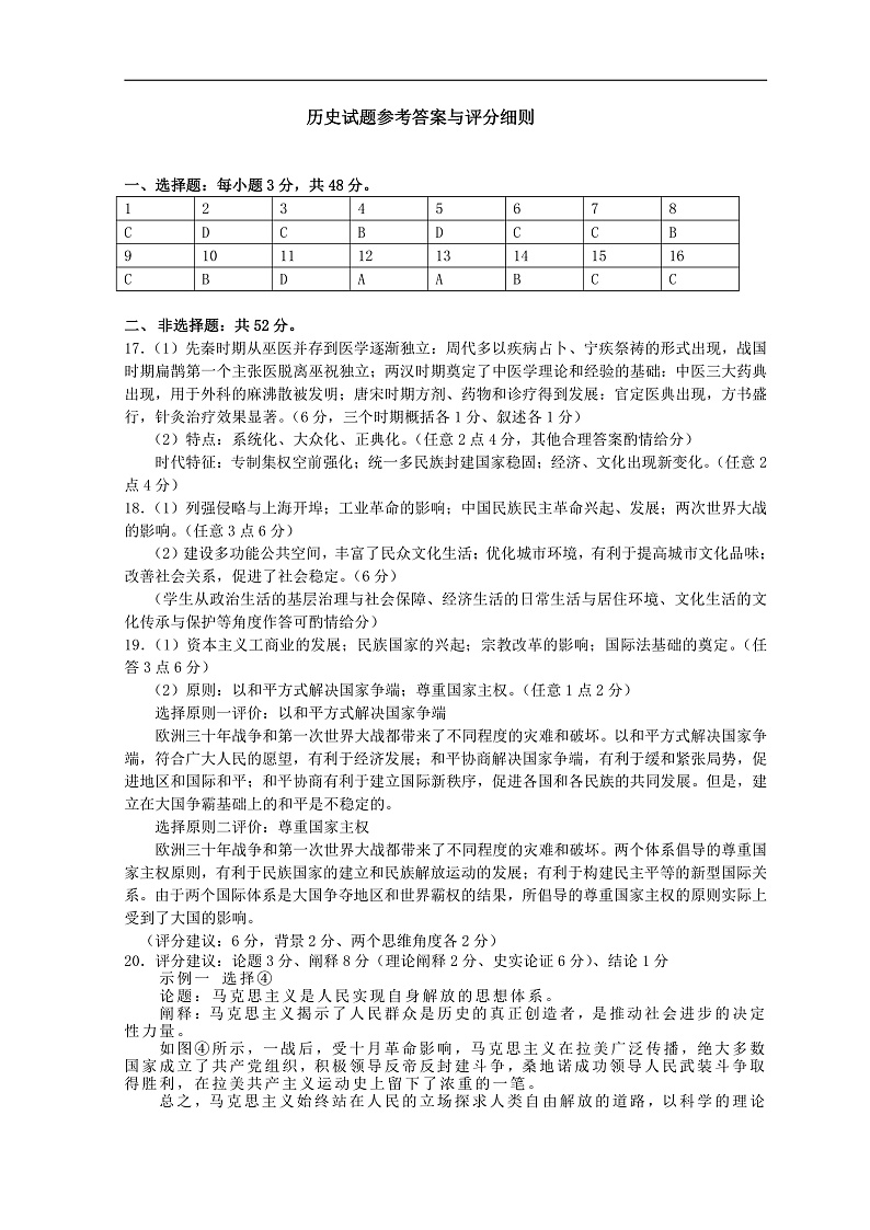 2023届湖北省武汉市部分学校高三上学期9月调研考试 历史 PDF版01