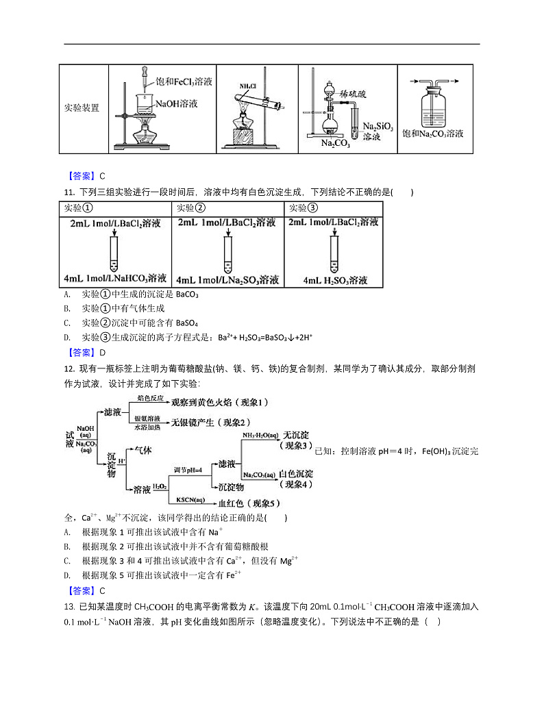 2021黑龙江省实验中学高三上学期12月月考化学试题含答案03