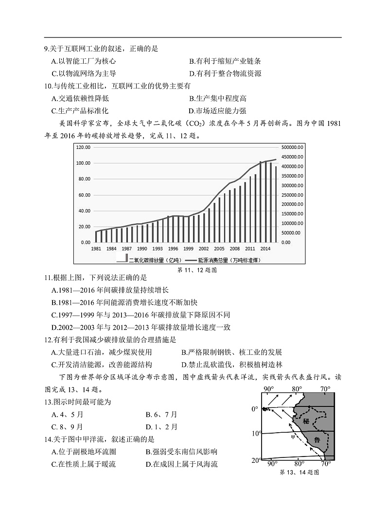 2021绍兴稽阳联谊学校高三上学期11月联考地理试题含答案03