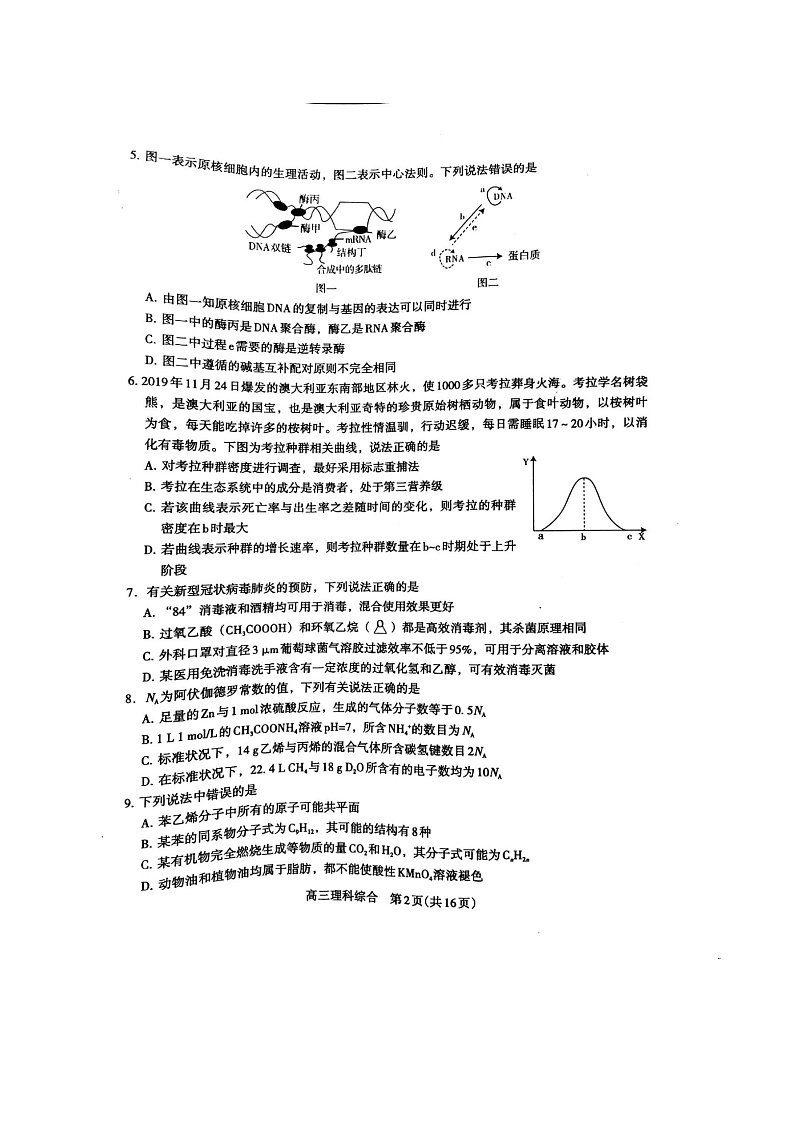 2020许昌、济源、平顶山高三第三次联考理科综合试题PDF版含答案02