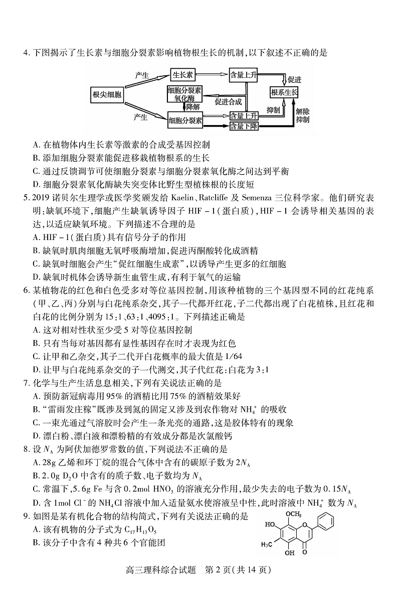 2020运城高三调研测试（第一次模拟）理科综合试题PDF版含答案02