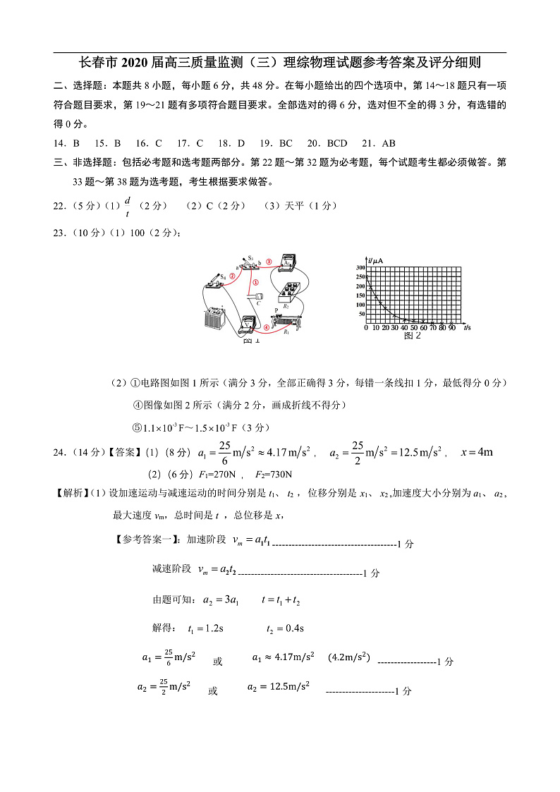 2020长春普通高中高三质量监测（三）（三模）理科综合试题PDF版含答案01