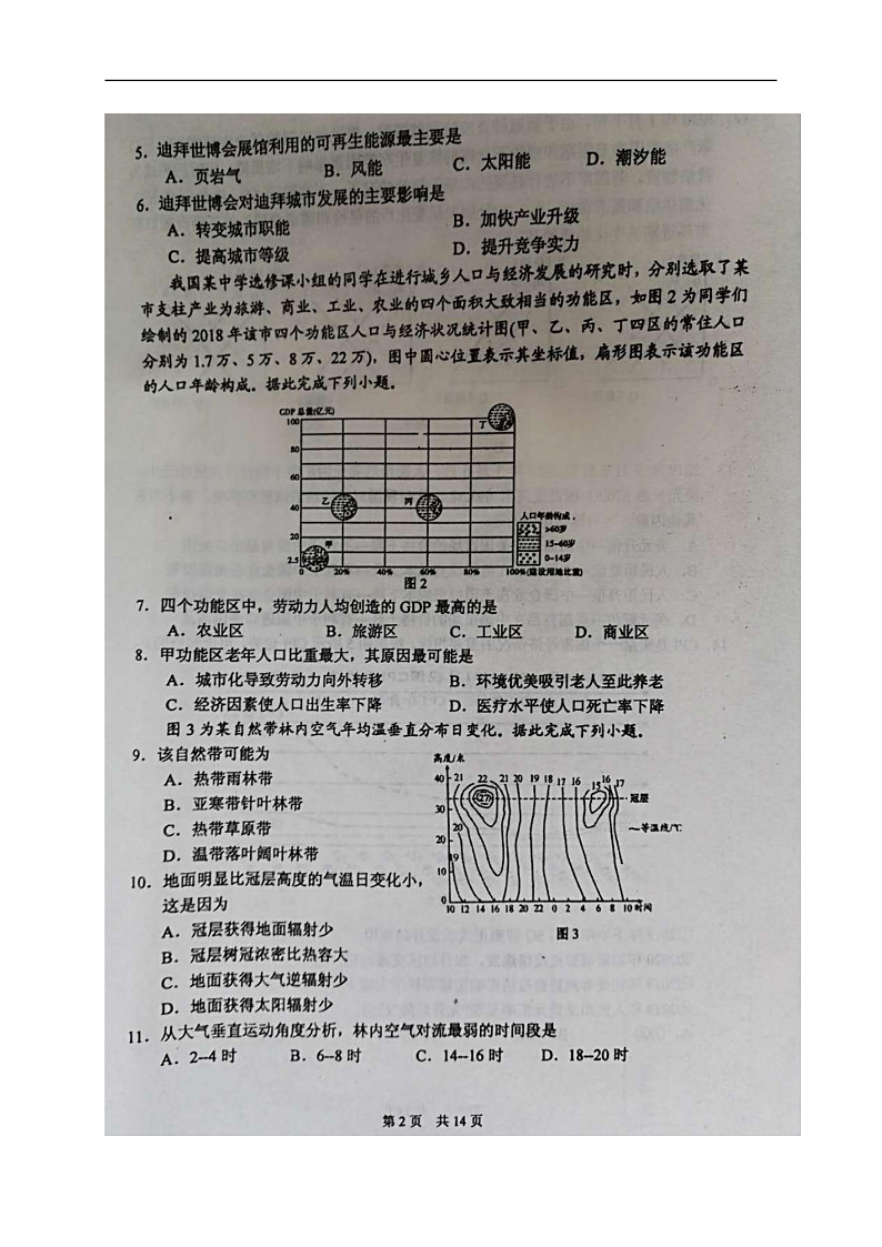 辽宁省葫芦岛市2020届高三下学期第一次模拟考试文科综合试题（图片版）第2页