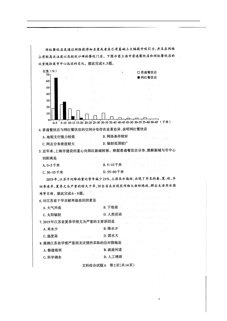 山西省2020届高三4月第一次统测文科综合试题（扫描版）第2页