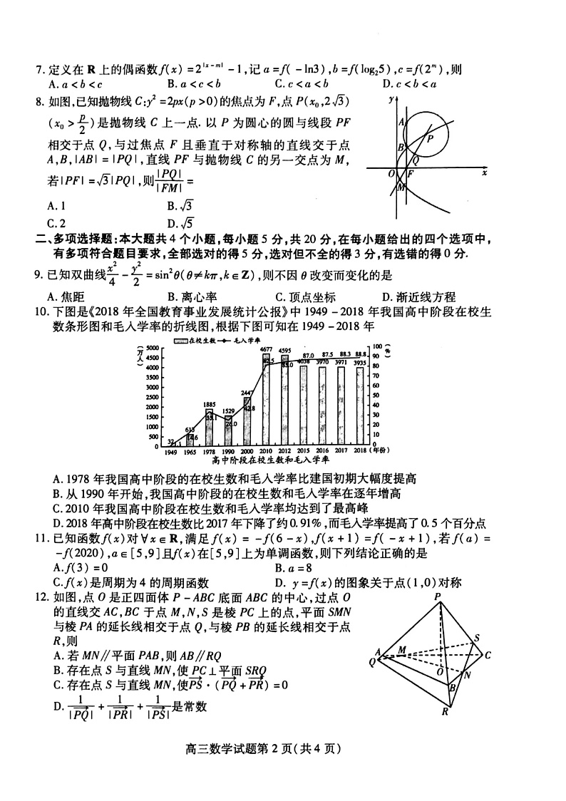 山东省潍坊市2020届高考模拟考试4月高三数学试题第2页