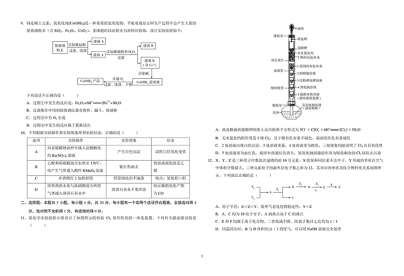 2017级入学衔接考试化学试题第2页