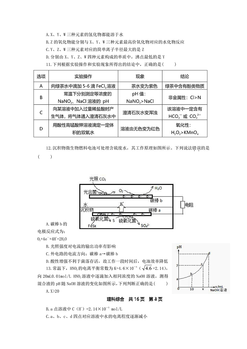2020渭南大荔县高三4月模拟考试理科综合试题含答案03