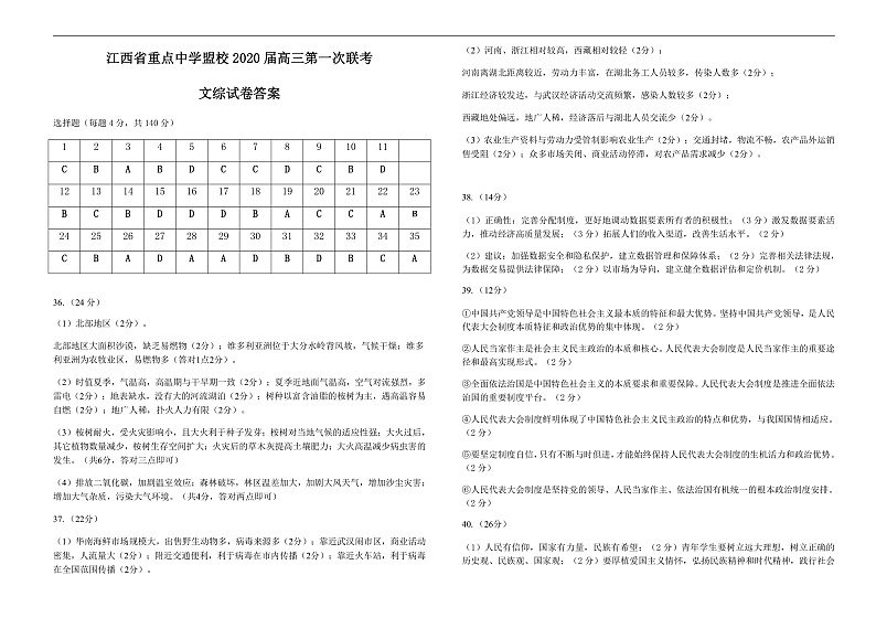 文综试卷答案第1页