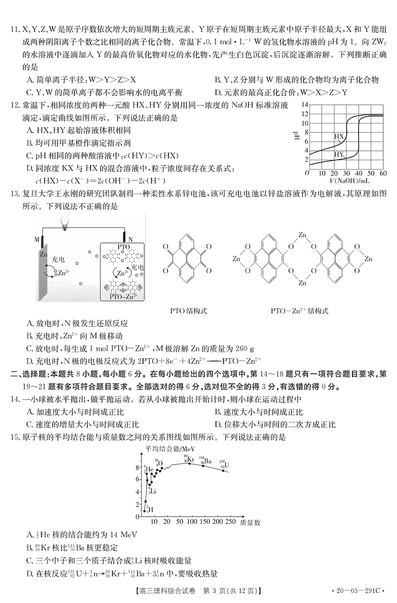 2020五岳（湖南、河南、江西）高三3月线上联考理科综合试题PDF版含答案03