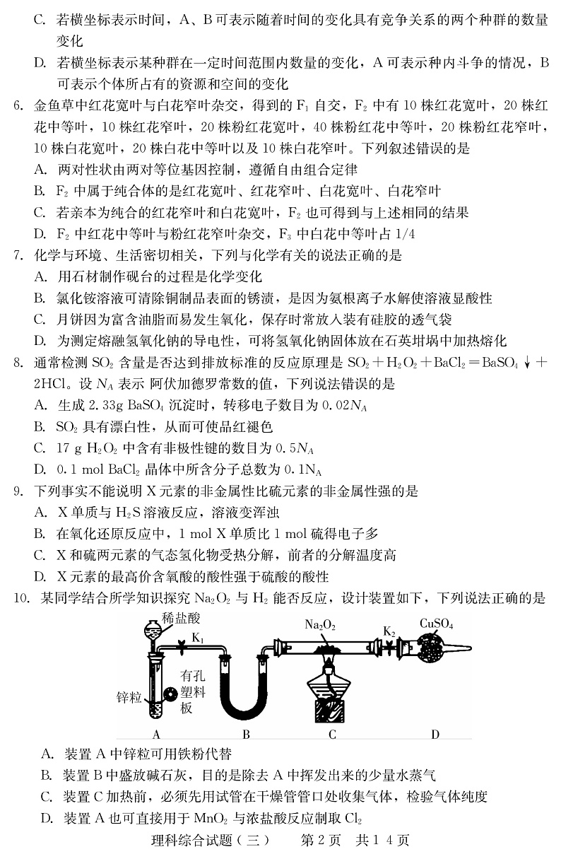 河北省2020届高三新时代NT抗疫爱心卷(Ⅲ)理科综合试题（pdf版，无答案）第2页