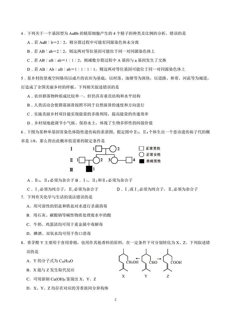 理科综合试题第2页