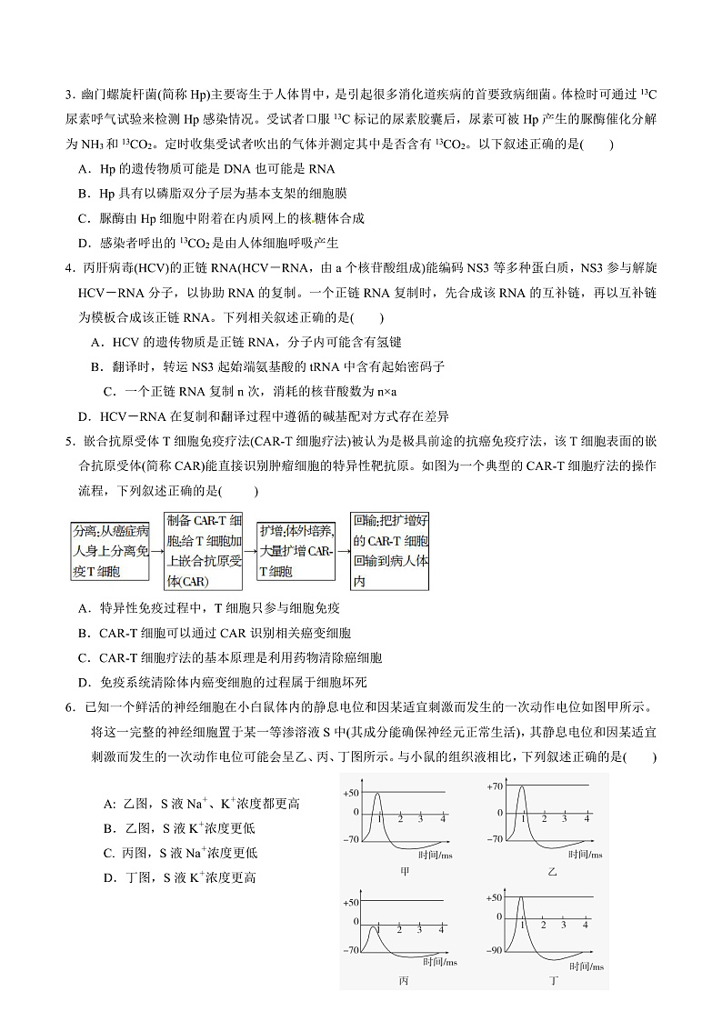 江西省赣州市石城中学2020届高三下学期第二次（线上）考试理综试题（PDF版）第2页