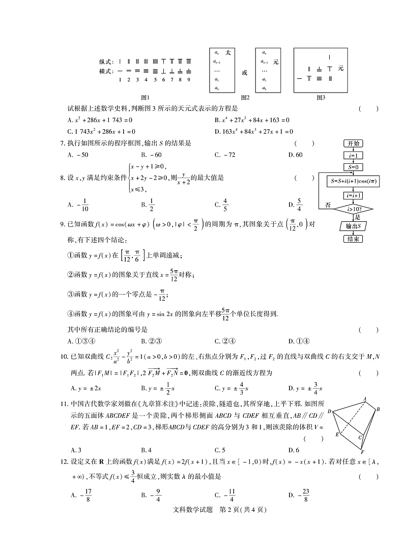 2020年普通高等学校招生全国统一考试（猜想卷）数学（文）试题（PDF版）第2页