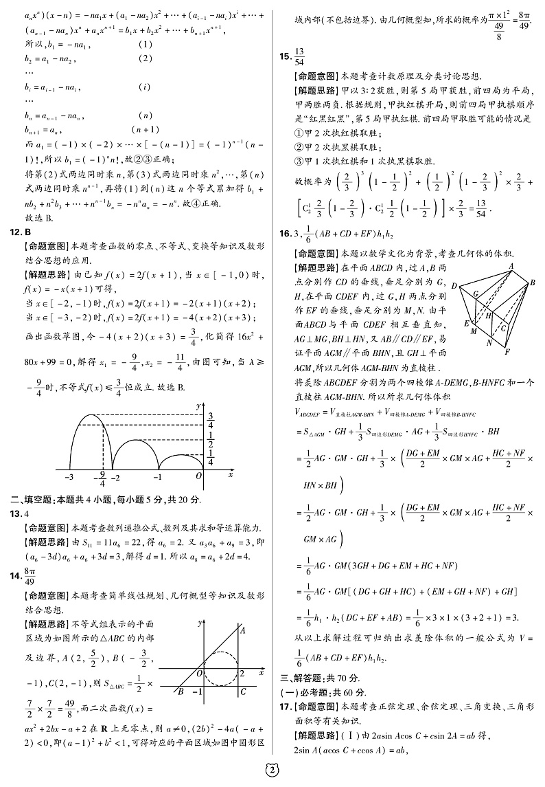 2020年普通高等学校招生全国统一考试(猜想卷)数学（理）答案第2页