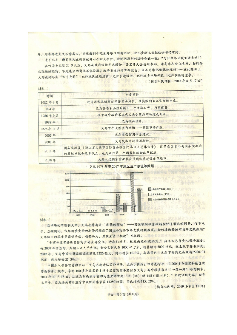 2020西南名校联盟%U30FB高三3+3+3高考备考诊断性联考卷（一）语文试题PDF版含答案第3页