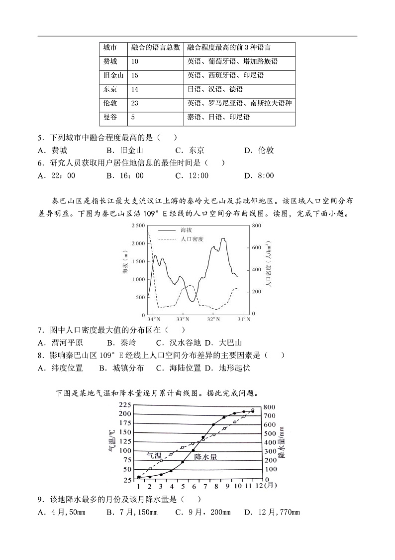 2020-2021学年度高二（下）地理3月月考卷第2页