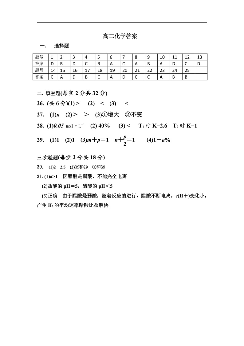 高二化学答案第1页