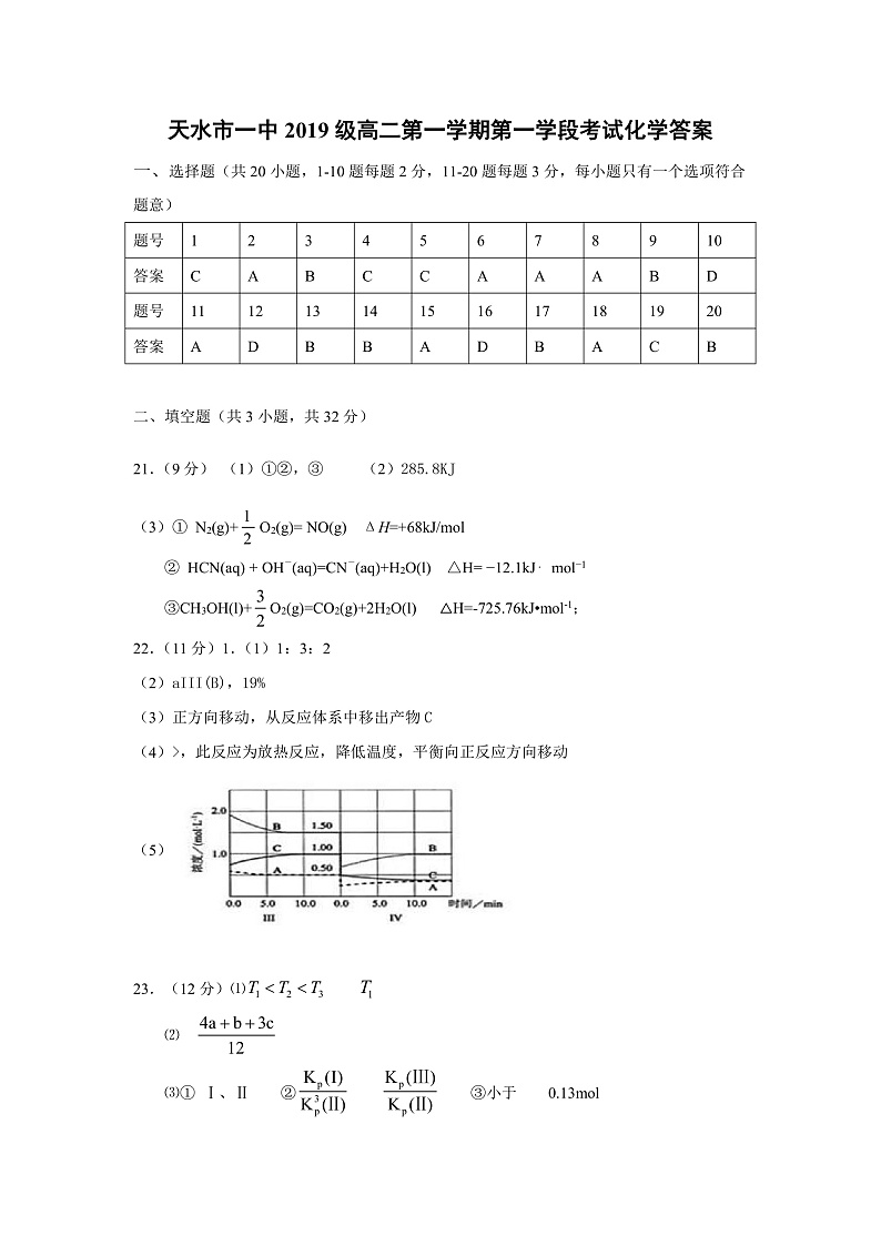 化学答案第1页