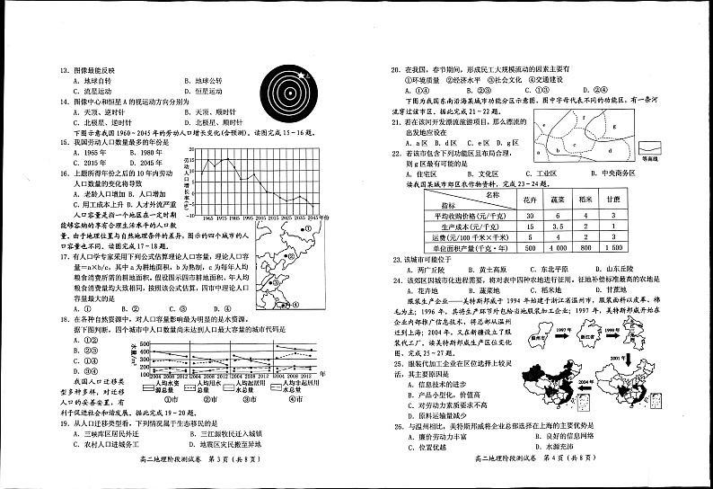 江苏省启东市2019-2020学年高二下学期阶段调研测试地理试题（扫描版）第2页