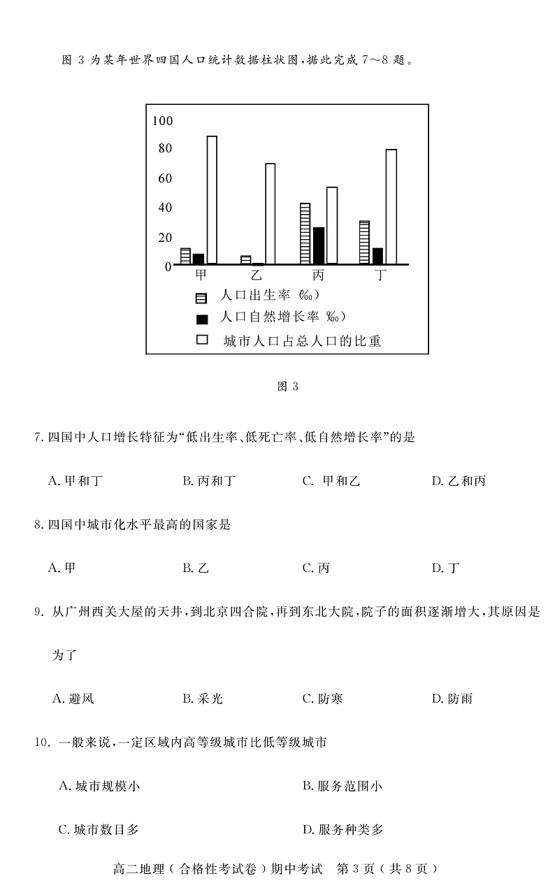 高二地理（合格性考试卷）第3页