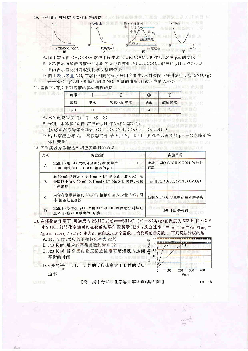 2020开封五县联考高二上学期期末考试化学试题PDF版含答案03