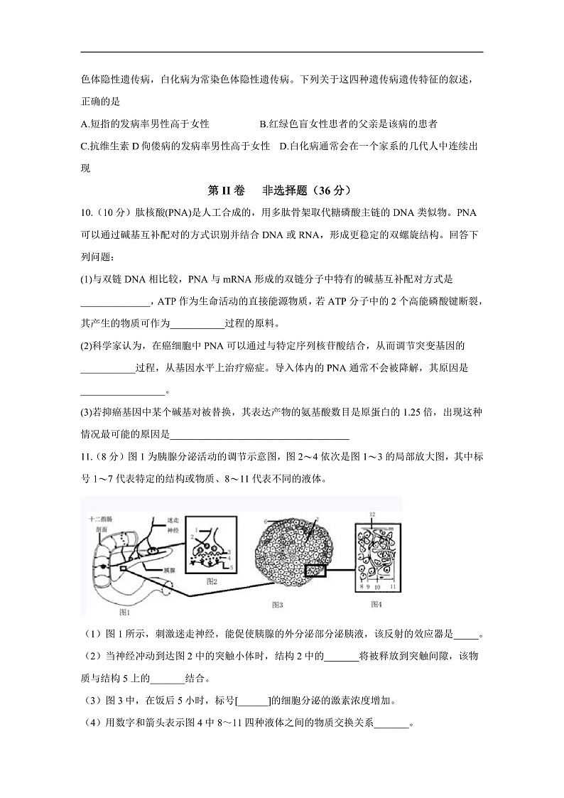 2020四川省棠湖中学高二上学期期末模拟生物试题含答案03