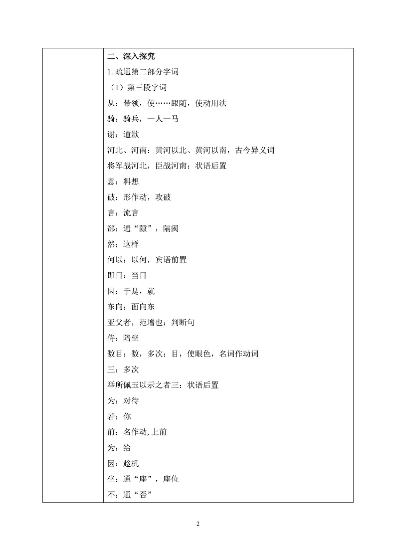 第一单元第十二节《鸿门宴》第三课时课件+教案02