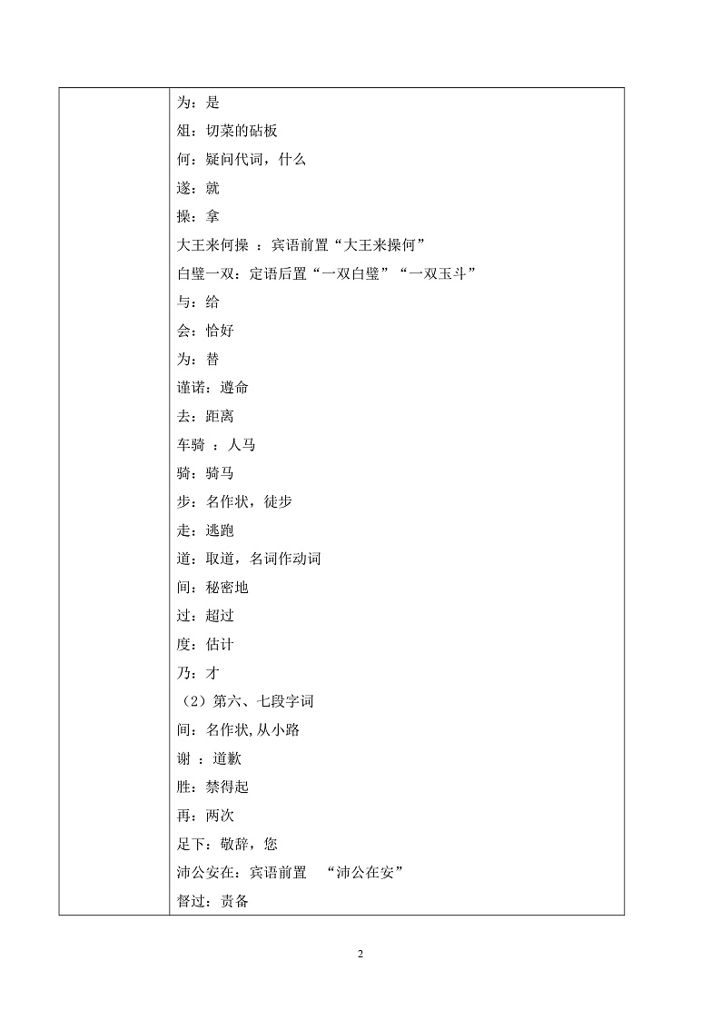 第一单元第十三节《鸿门宴》第四课时课件+教案02