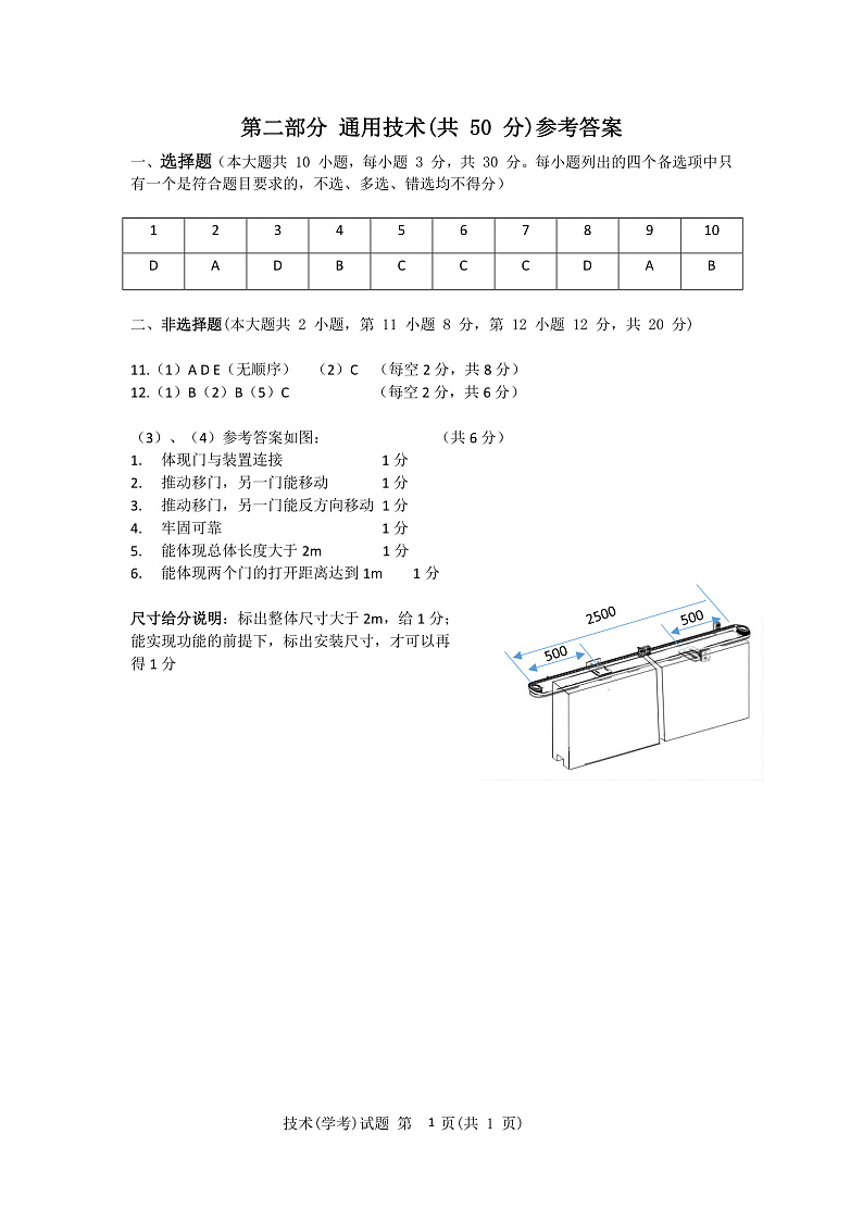 高二通用技术答案第1页