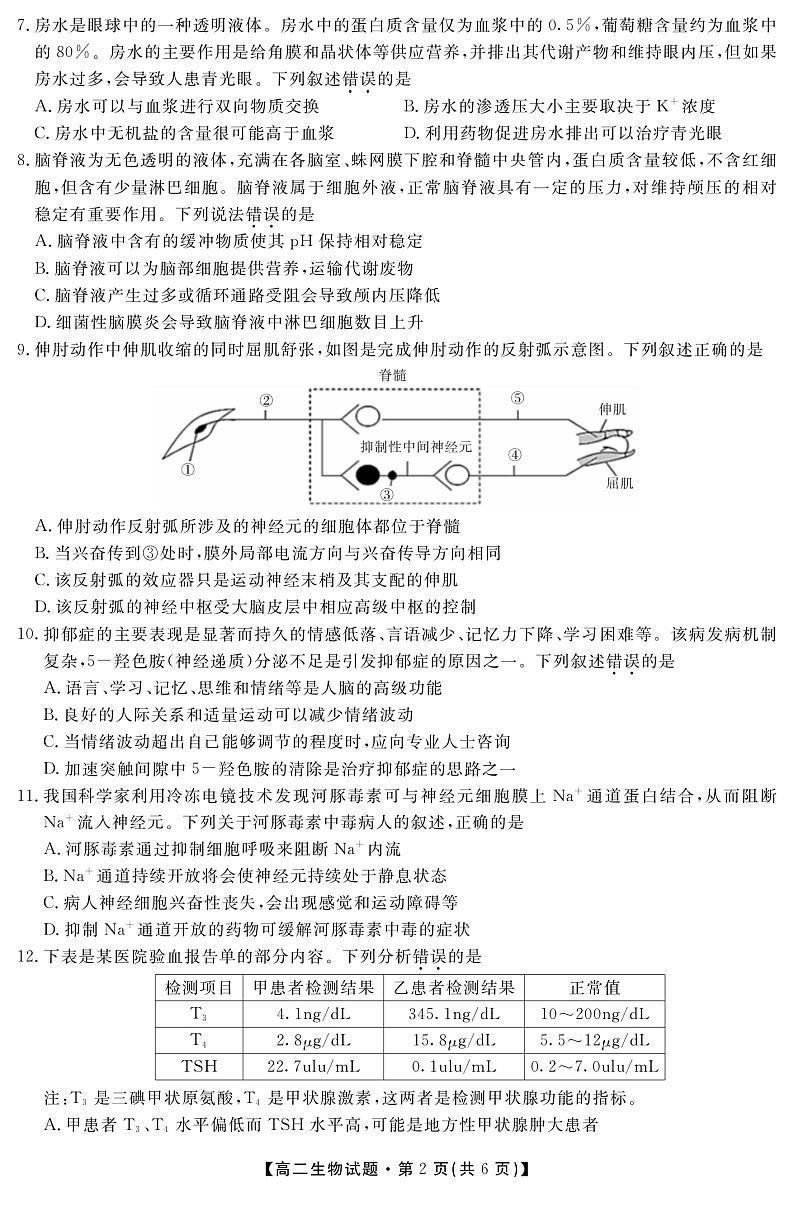 （教研室）陕西省安康市2022-2023学年高二上学期期中生物试题第2页