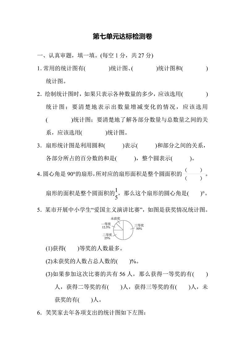 六年级上册数学人教版第7单元测试卷（含答案）第1页