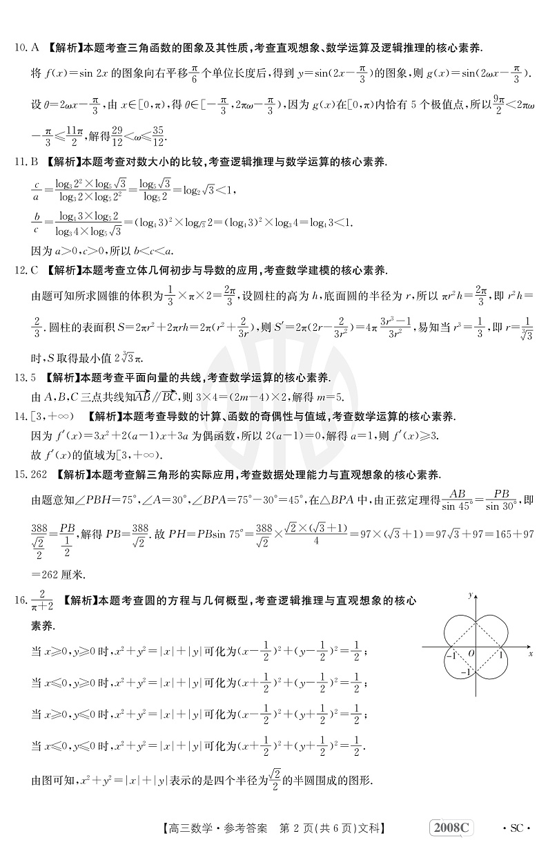 数学2008C(文科)四川答案(1)第2页