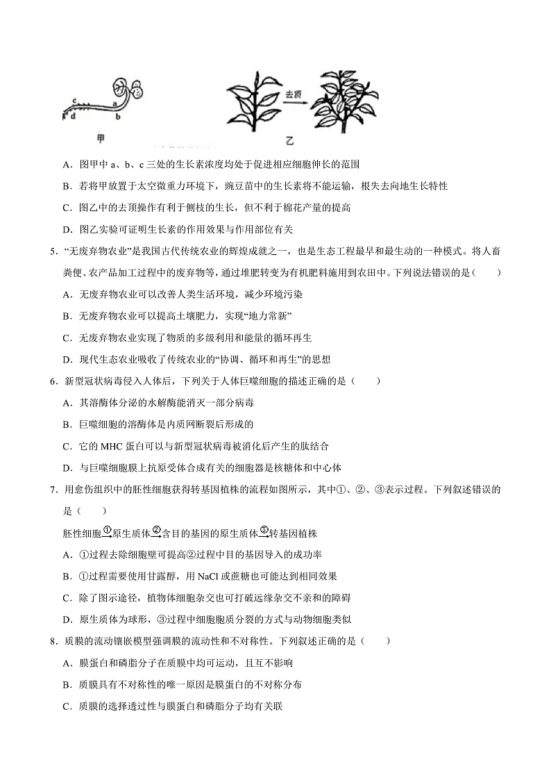 2023年1月浙江省普通高校招生选考科目考试生物仿真模拟试卷B  Word版无答案第2页