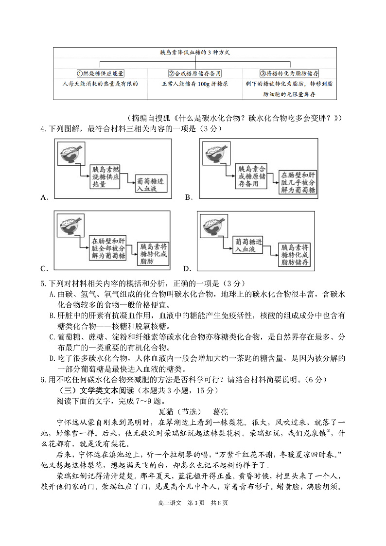 安徽省合肥市第一中学2022-2023学年高三上学期11月月考语文试题第3页