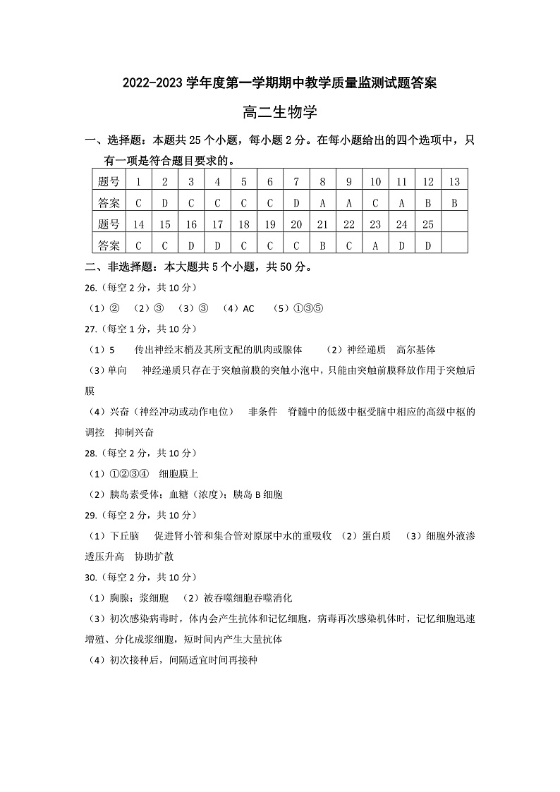 2023大同高二上学期11月期中考试生物PDF版含答案（可编辑）01