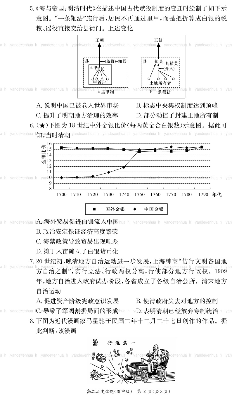 湖南师范大学附属中学2022-2023学年高二上学期期中历史试卷（附中高二期中1期）第2页