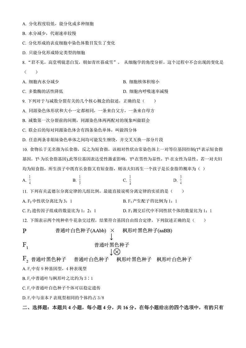 2023长沙同升湖实验学校高三上学期第三次月考生物试题含解析03